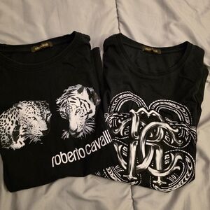 Two authentic Roberto Cavalli Black Tees